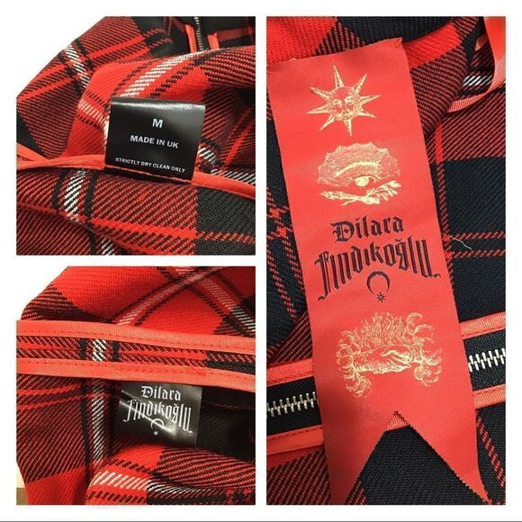 Dilara Findikoglu Mason Red Trousers Tartan Plaid Wool Trousers Size Medium - Picture 8 of 9